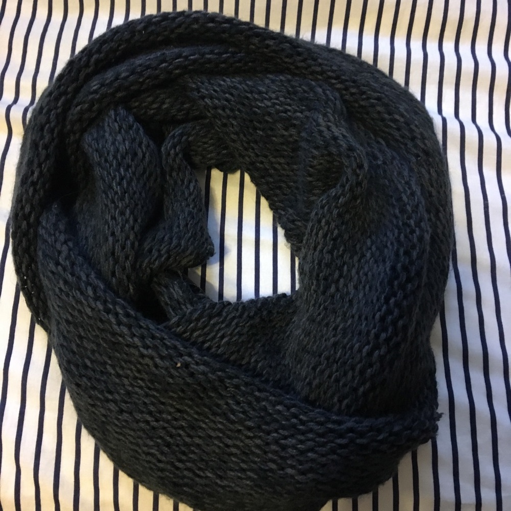 Gray knit infinity scarf